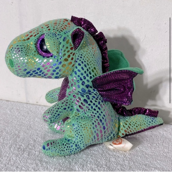 5/$25 Ty Cinder Beanie Boos Green Purple Mini Dragon Plush Stuffed Animal - Picture 3 of 11